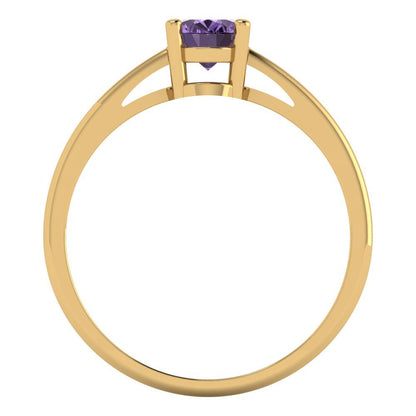1 cttw Simulated Alexandrite Solitaire  Engagement Ring - Solid Gold (Oval Cut,7x5mm)