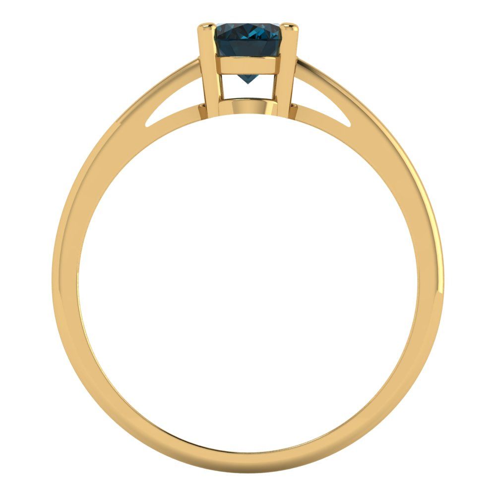1 cttw Natural London Blue Topaz Solitaire  Engagement Ring - Solid Gold (Oval Cut,7x5mm)