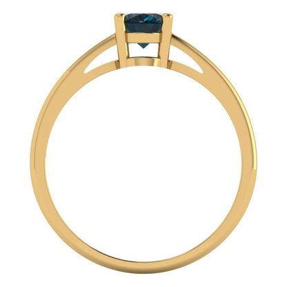 1 cttw Natural London Blue Topaz Solitaire  Engagement Ring - Solid Gold (Oval Cut,7x5mm)