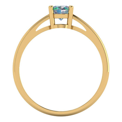 1 cttw Blue Moissanite Solitaire  Engagement Ring - Solid Gold (Oval Cut,7x5mm)