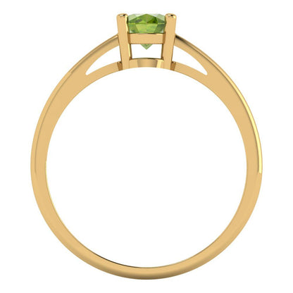 1 cttw Natural Peridot Solitaire  Engagement Ring - Solid Gold (Oval Cut,7x5mm)