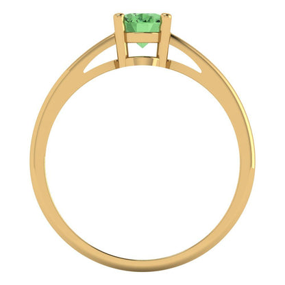 1 cttw Zirconia Simulated Green Diamond Solitaire  Engagement Ring - Solid Gold (VVS1, Oval Cut,7x5mm)