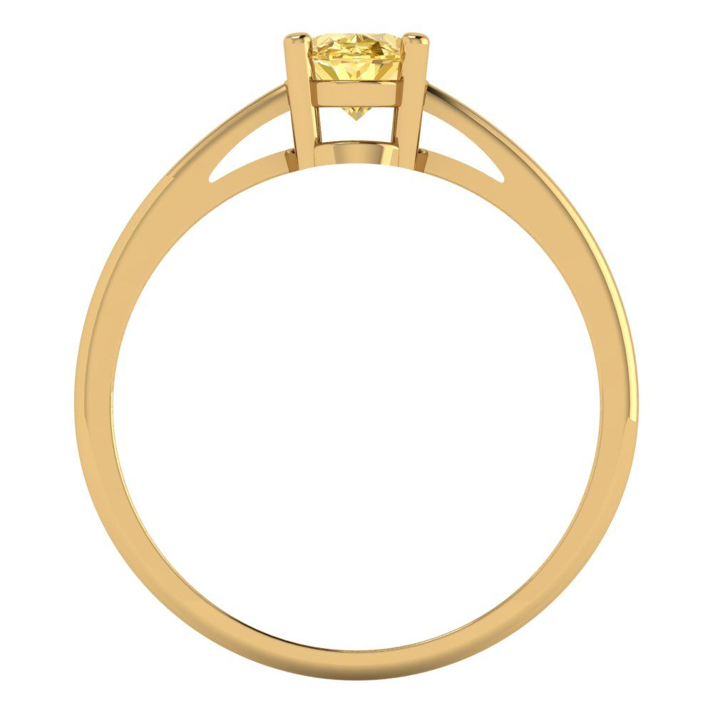 1ct Oval Cut Canary Yellow Simulated Diamond Classic Wedding Engagement Bridal Promise Classic Designer Ring Solid 14k Yellow Gold