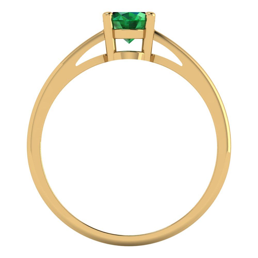 1 cttw Simulated Emerald Solitaire  Engagement Ring - Solid Gold (Oval Cut,7x5mm)