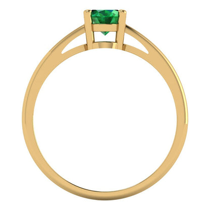 1 cttw Simulated Emerald Solitaire  Engagement Ring - Solid Gold (Oval Cut,7x5mm)