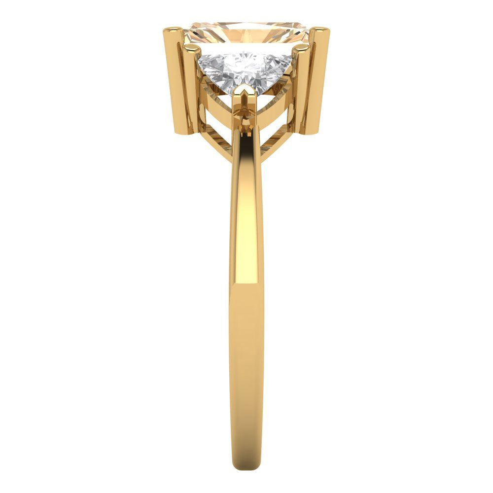 2.82 cttw Natural Morganite Three-Stone Engagement Ring - Solid Gold (Emerald Cut,8x6mm)