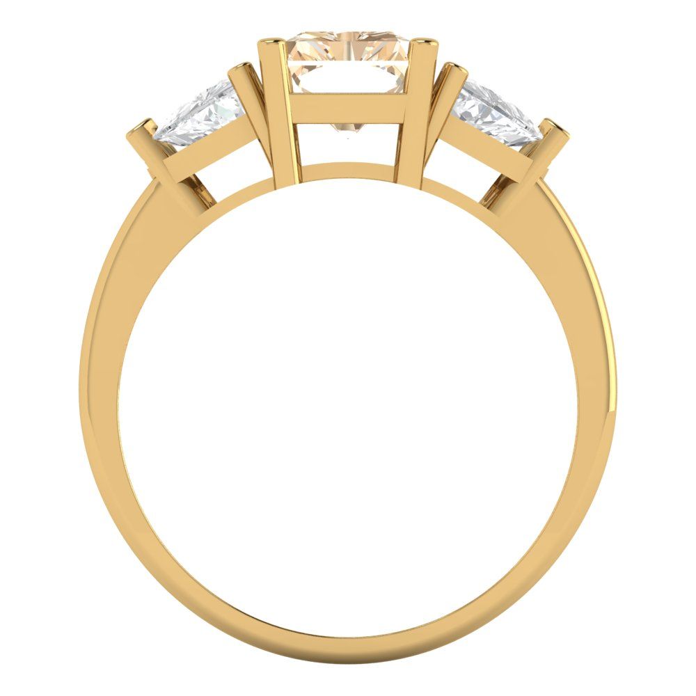 2.82 cttw Natural Morganite Three-Stone Engagement Ring - Solid Gold (Emerald Cut,8x6mm)