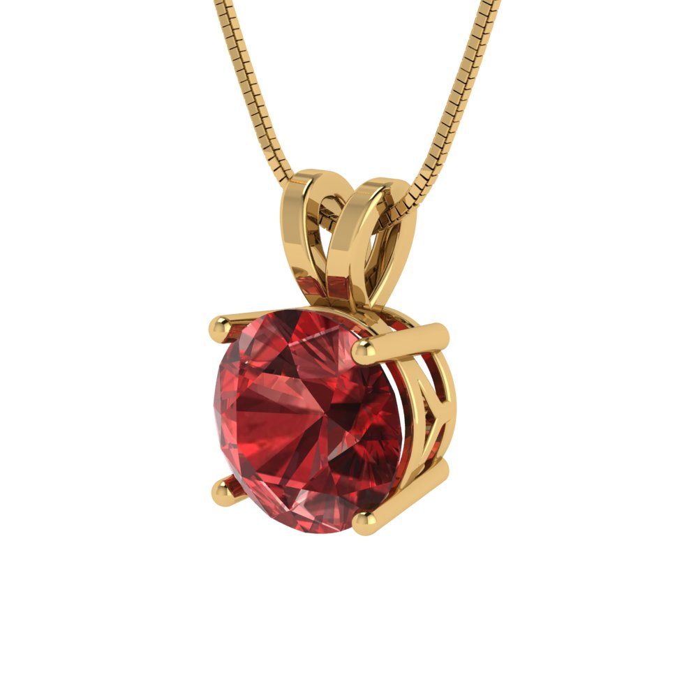 2.5cttw Round Cut Garnet Gold-Plated 925 Silver Pendant and 18" Box-Chain Necklace