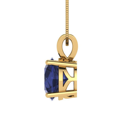 2.5cttw Round Cut Blue Sapphire Gold-Plated 925 Silver Pendant and 18" Box-Chain Necklace