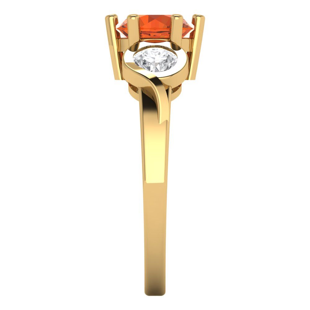 1.72 cttw Zirconia Simulated Red Diamond Three-Stone Engagement Ring - Solid Gold (VVS1, Round Cut,6.5mm)