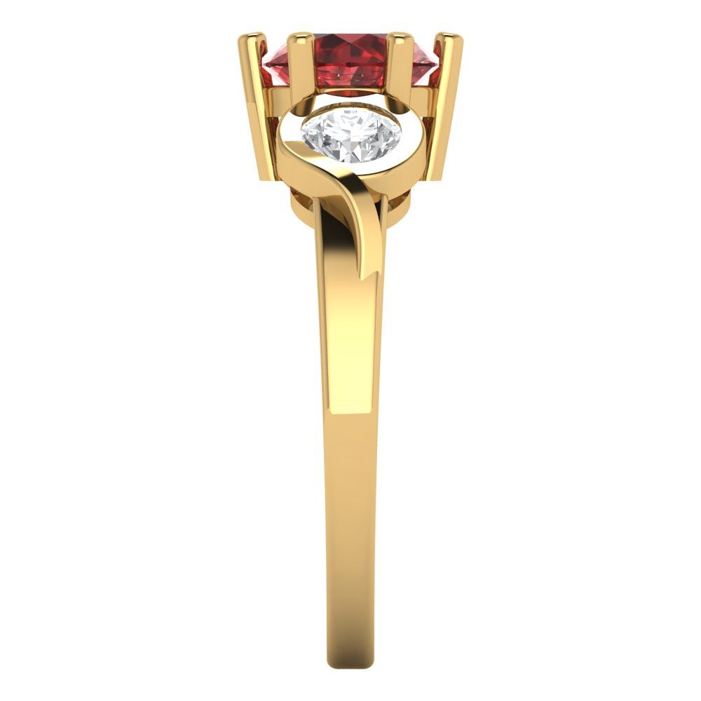 1.72 cttw Natural Garnet Three-Stone Engagement Ring - Solid Gold (Round Cut,6.5mm)