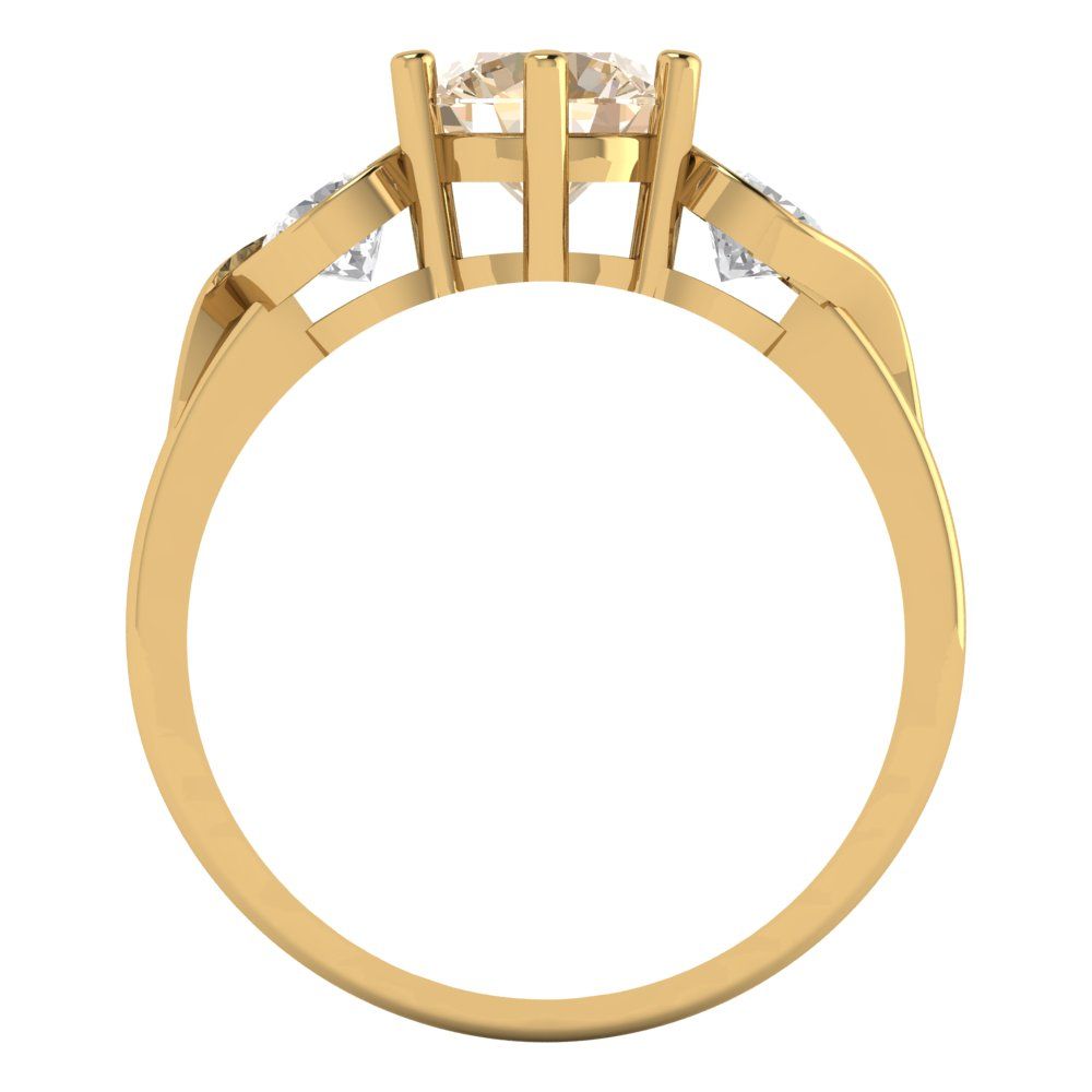 1.72 cttw Natural Morganite Three-Stone Engagement Ring - Solid Gold (Round Cut,6.5mm)