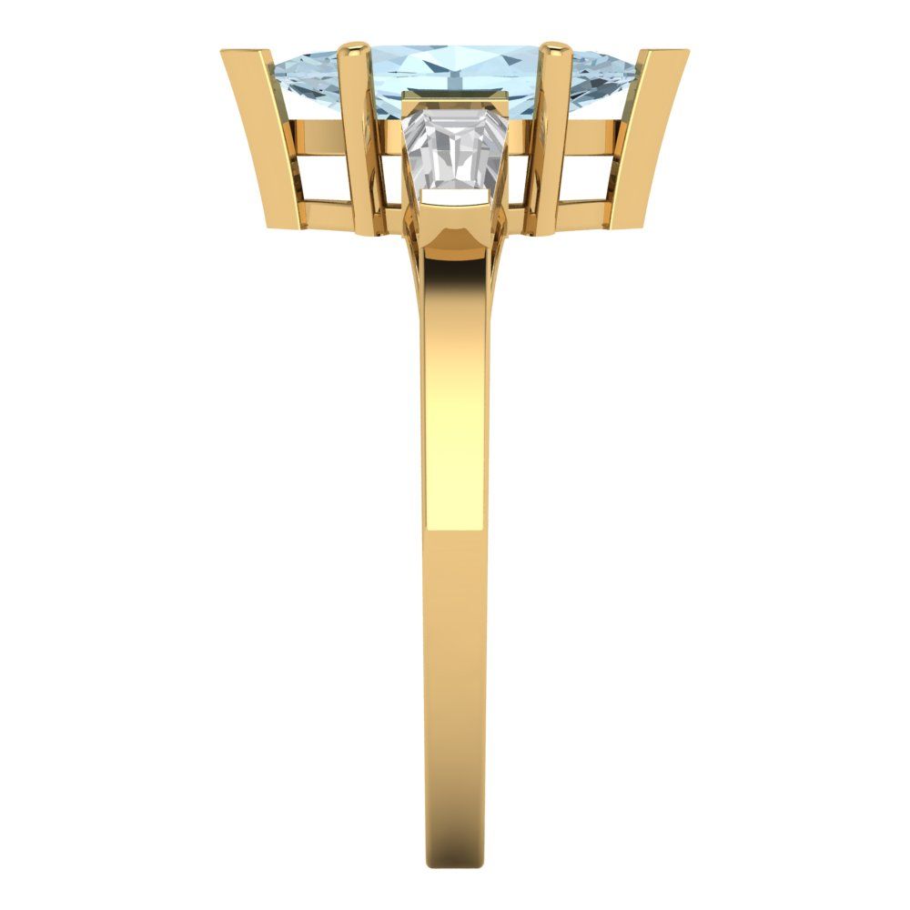 2 cttw Zirconia Simulated Blue Diamond Three-Stone Engagement Ring - Solid Gold (VVS1, Marquise Cut,11x5.5mm)