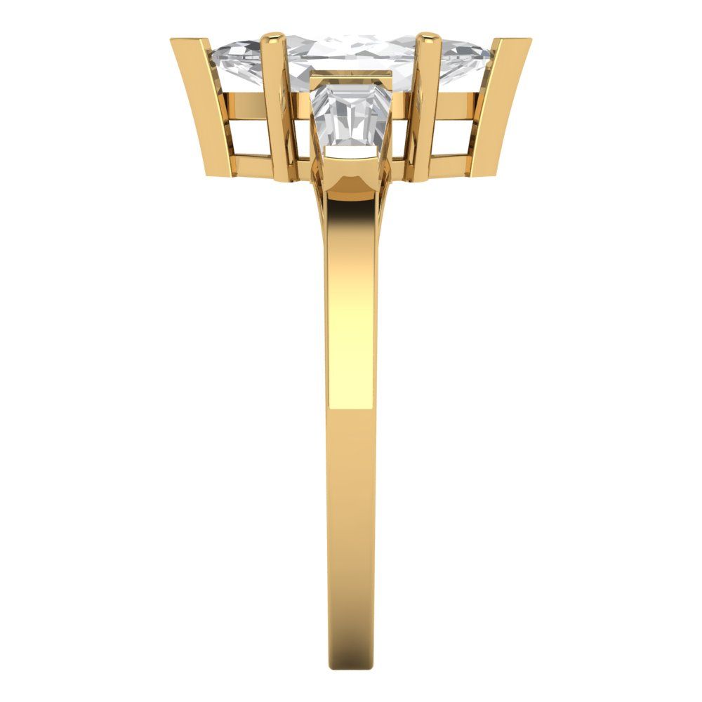 2.0 ct Brilliant Marquise Cut Natural Diamond Stone Clarity VS1-2 Color G-H Yellow Gold Three-Stone Ring