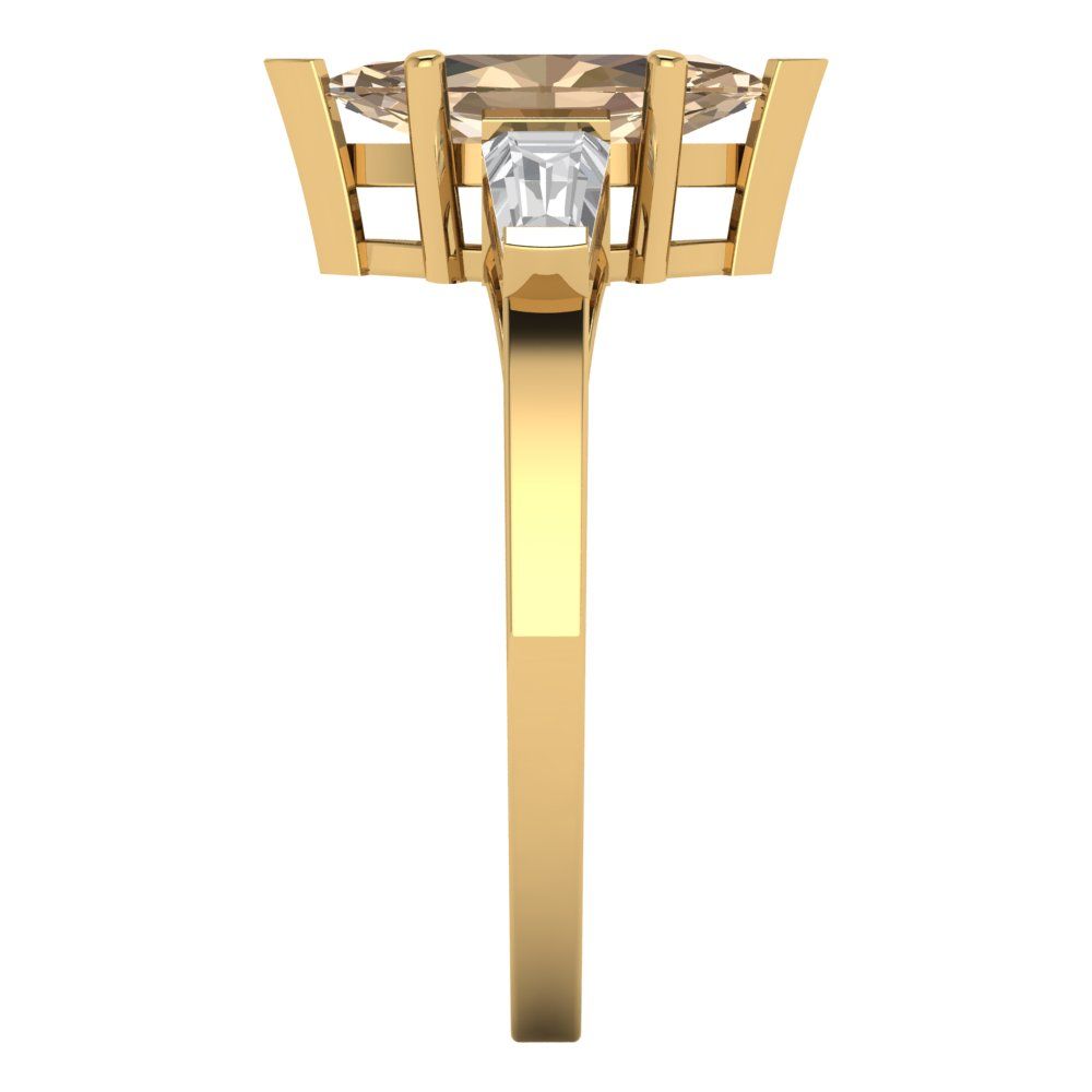 2 cttw Yellow Moissanite Three-Stone Engagement Ring - Solid Gold (Marquise Cut,11x5.5mm)