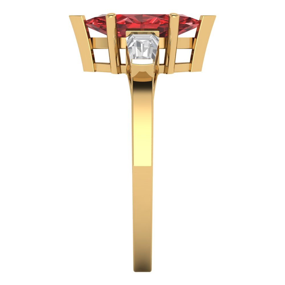 2 cttw Natural Garnet Three-Stone Engagement Ring - Solid Gold (Marquise Cut,11x5.5mm)