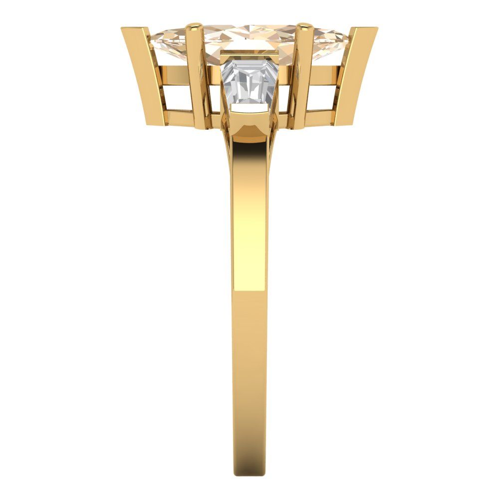 2 cttw Natural Morganite Three-Stone Engagement Ring - Solid Gold (Marquise Cut,11x5.5mm)