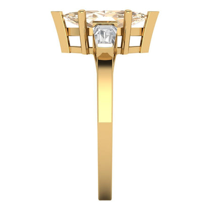 2 cttw Natural Morganite Three-Stone Engagement Ring - Solid Gold (Marquise Cut,11x5.5mm)