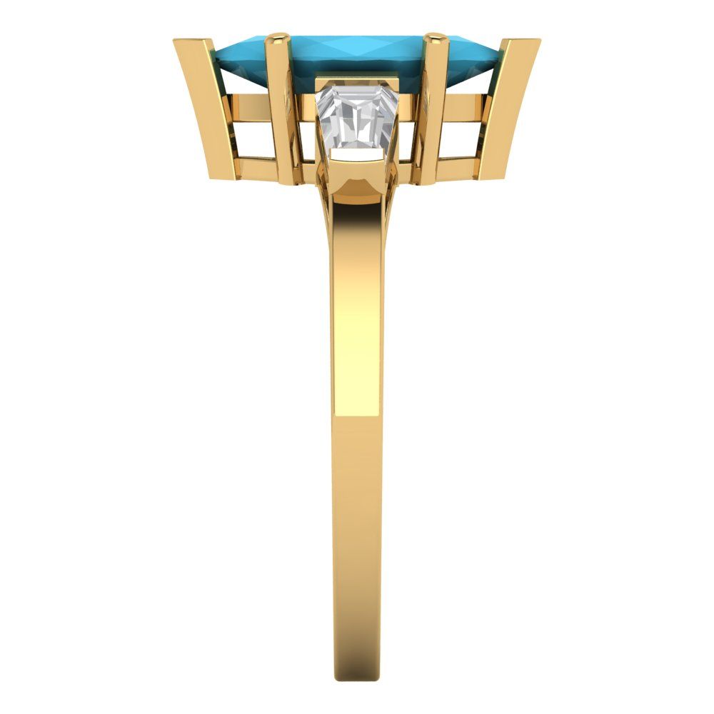 2 cttw Simulated Turquoise Three-Stone Engagement Ring - Solid Gold (Marquise Cut,11x5.5mm)