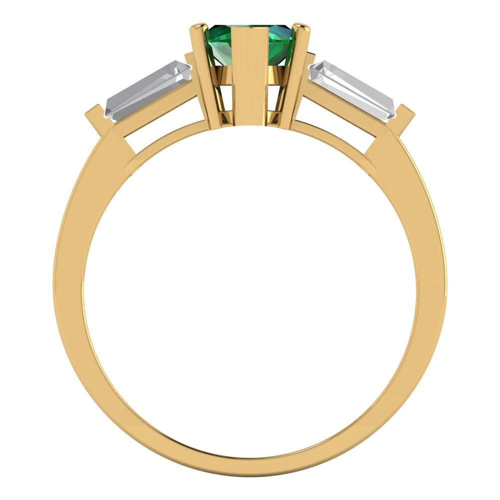 2 cttw Simulated Emerald Three-Stone Engagement Ring - Solid Gold (Marquise Cut,11x5.5mm)