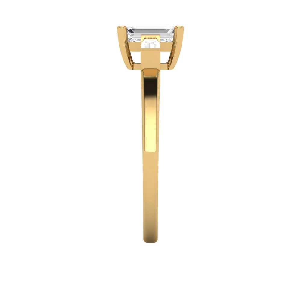 0.8 cttw White Sapphire Three-Stone Engagement Ring - Solid Gold (Emerald Cut,6x4mm)