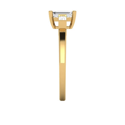 0.8 cttw Certified Moissanite Three-Stone Engagement Ring - Solid Gold (VVS1, D-F,Emerald Cut,6x4mm)