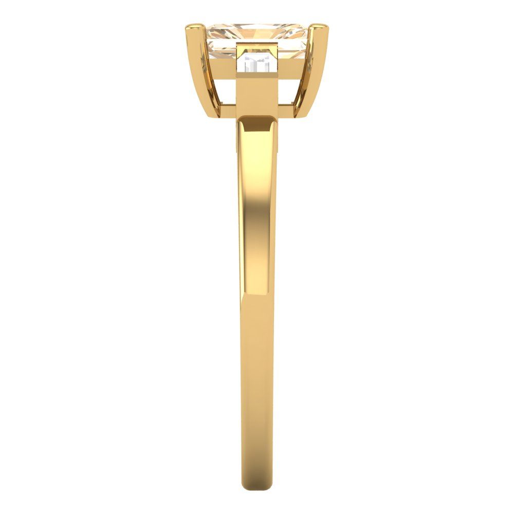 0.8 cttw Natural Morganite Three-Stone Engagement Ring - Solid Gold (Emerald Cut,6x4mm)