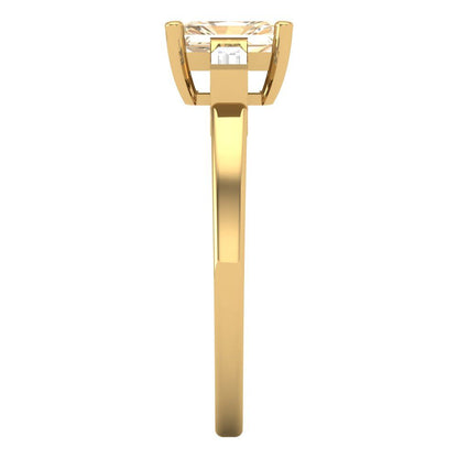 0.8 cttw Natural Morganite Three-Stone Engagement Ring - Solid Gold (Emerald Cut,6x4mm)