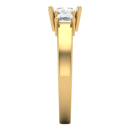 1.11 cttw White Sapphire Three-Stone Engagement Ring - Solid Yellow Gold (VVS1, Princess Cut,5.0mm)