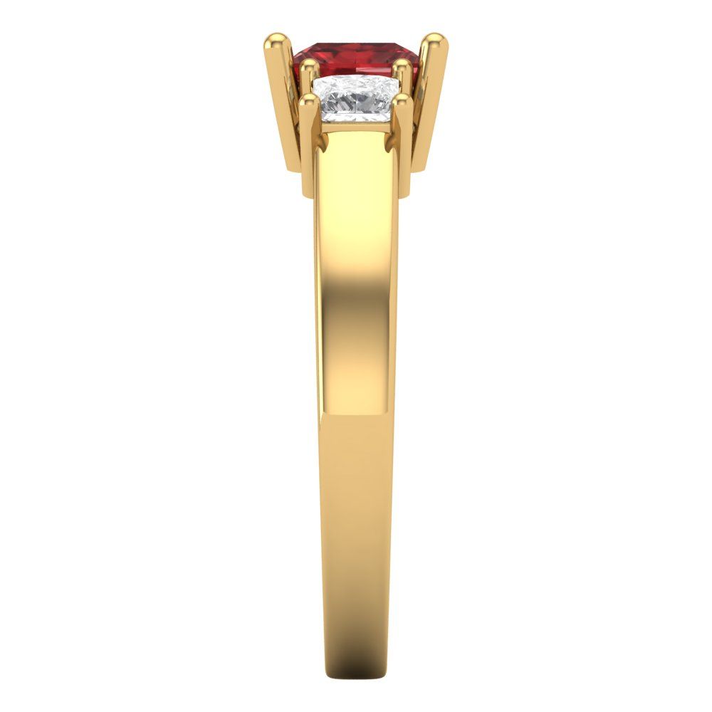 1.11 cttw Natural Garnet Three-Stone Engagement Ring - Solid Gold (Princess Cut,5.0mm)