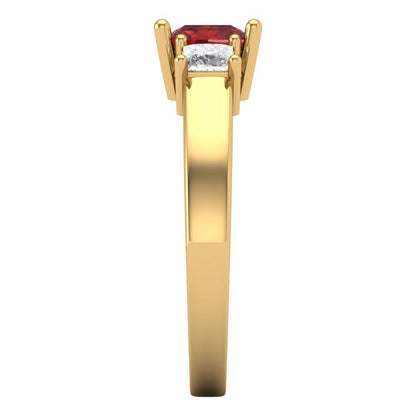 1.11 cttw Natural Garnet Three-Stone Engagement Ring - Solid Gold (Princess Cut,5.0mm)