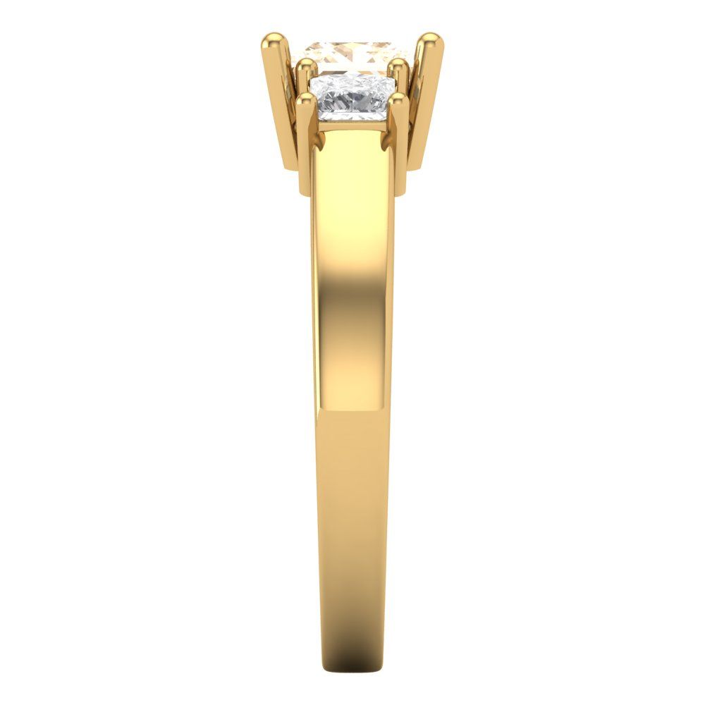 1.11 cttw Natural Morganite Three-Stone Engagement Ring - Solid Gold (Princess Cut,5.0mm)