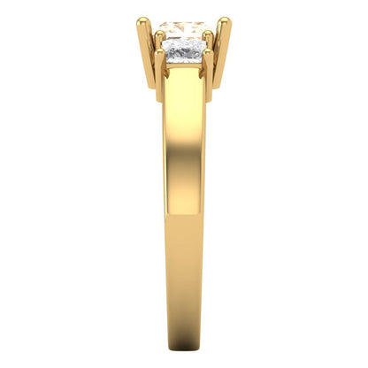 1.11 cttw Natural Morganite Three-Stone Engagement Ring - Solid Gold (Princess Cut,5.0mm)