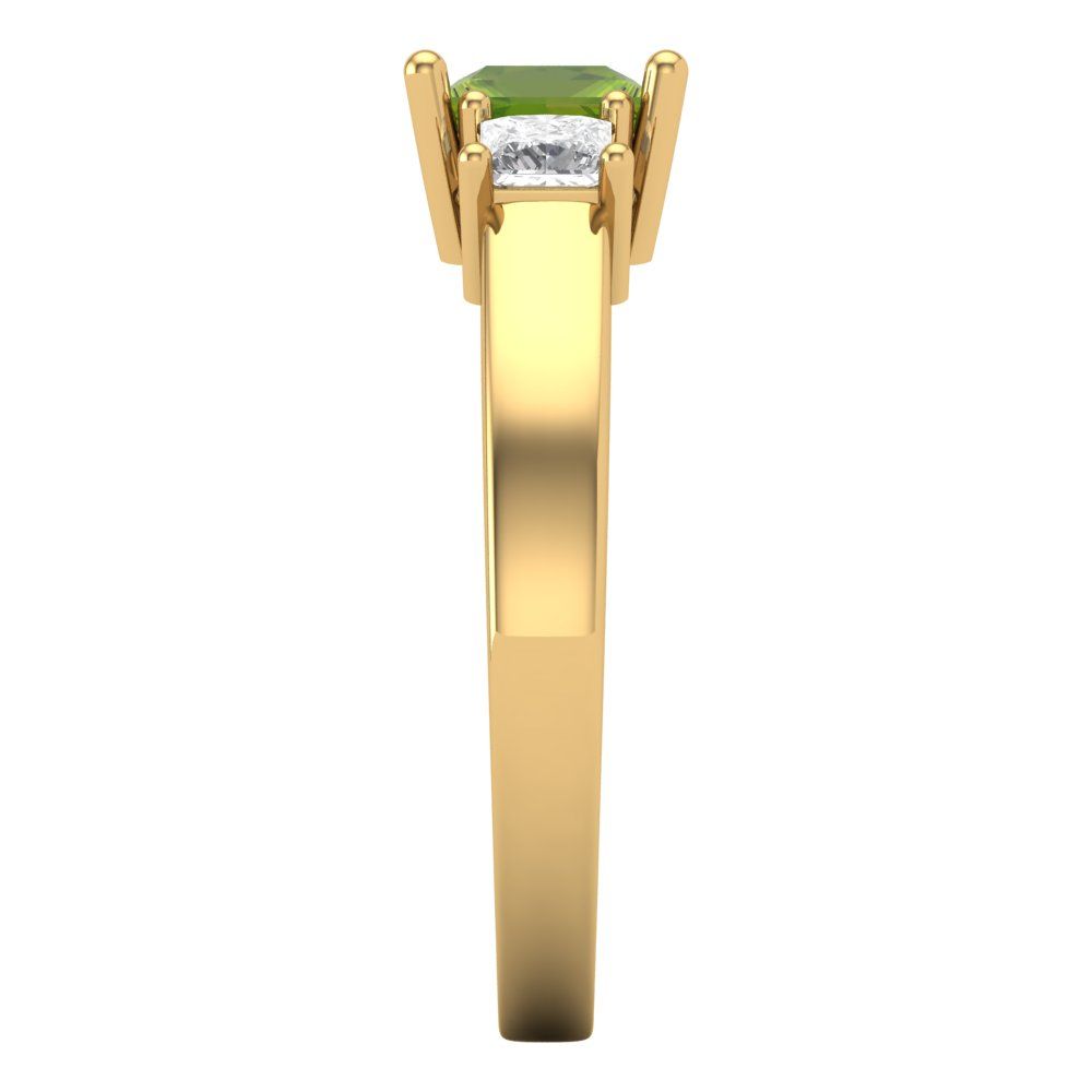 1.11 cttw Natural Peridot Three-Stone Engagement Ring - Solid Gold (Princess Cut,5.0mm)