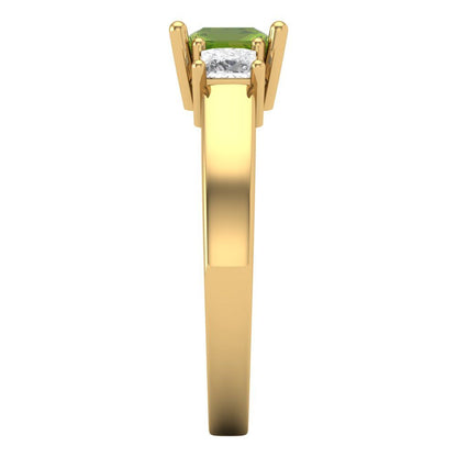 1.11 cttw Natural Peridot Three-Stone Engagement Ring - Solid Gold (Princess Cut,5.0mm)