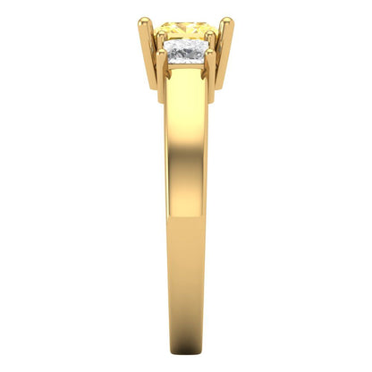 1.11 cttw Zirconia Simulated Yellow Diamond Three-Stone Engagement Ring - Solid Yellow Gold (VVS1, Princess Cut,5.0mm)