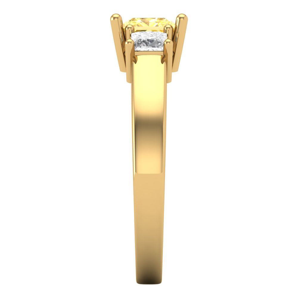 1.11 cttw Natural Citrine Three-Stone Engagement Ring - Solid Gold (Princess Cut,5.0mm)