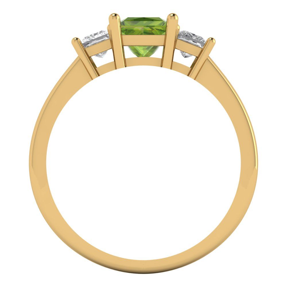 1.11 cttw Natural Peridot Three-Stone Engagement Ring - Solid Gold (Princess Cut,5.0mm)