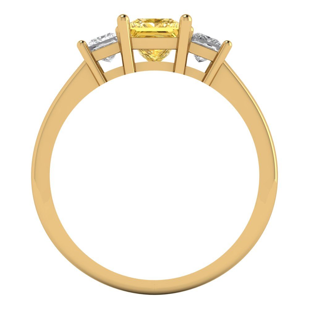 1.11 cttw Natural Citrine Three-Stone Engagement Ring - Solid Gold (Princess Cut,5.0mm)