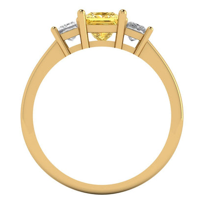 1.11 cttw Natural Citrine Three-Stone Engagement Ring - Solid Gold (Princess Cut,5.0mm)