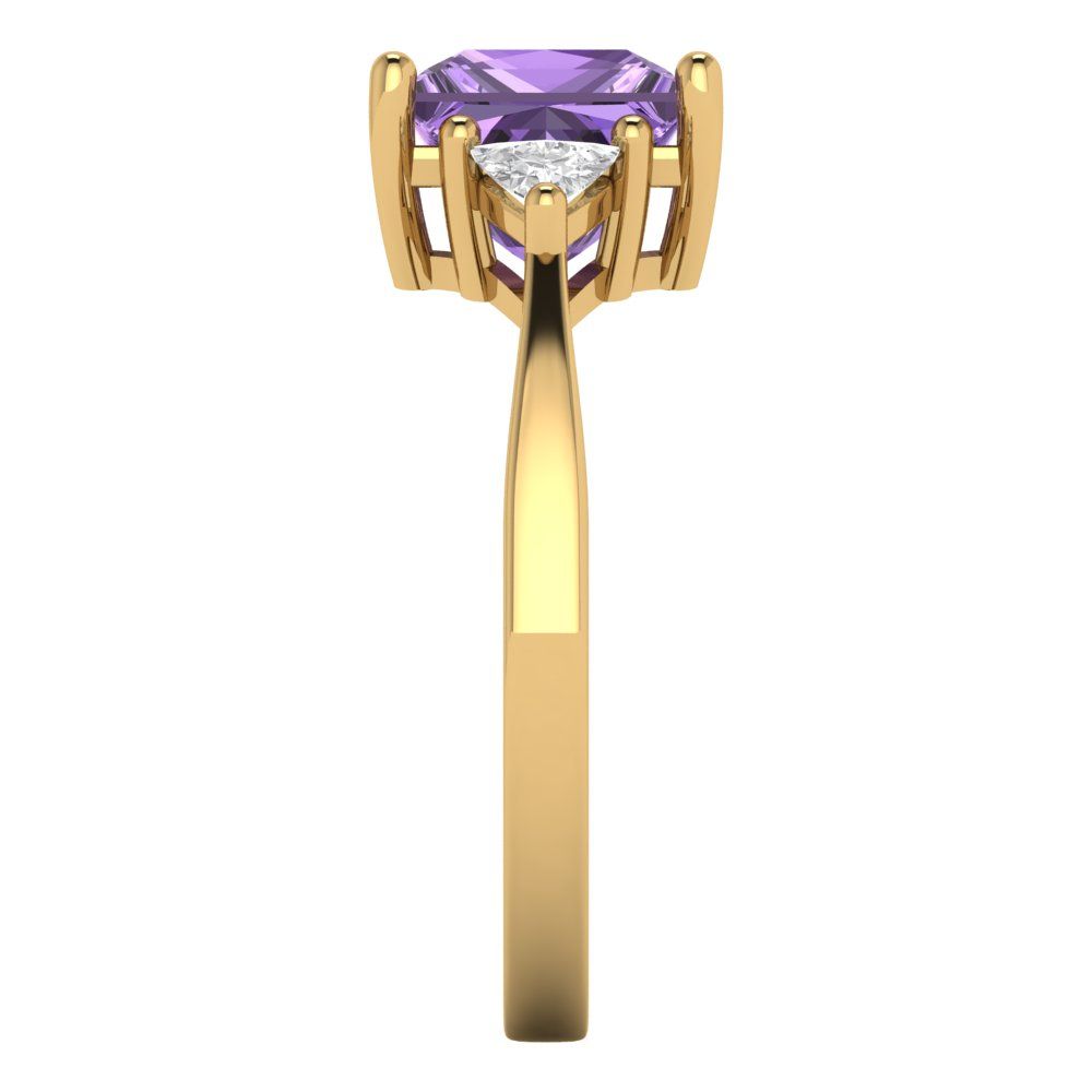 2.32 cttw Simulated Alexandrite Three-Stone Engagement Ring - Solid Gold (Princess Cut,7.0mm)