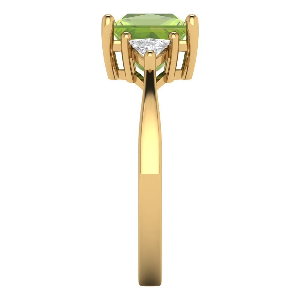 2.32 cttw Natural Peridot Three-Stone Engagement Ring - Solid Gold (Princess Cut,7.0mm)