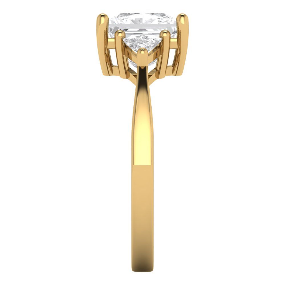 2.32 cttw White Sapphire Three-Stone Engagement Ring - Solid Yellow Gold (VVS1, Princess Cut,7.0mm)