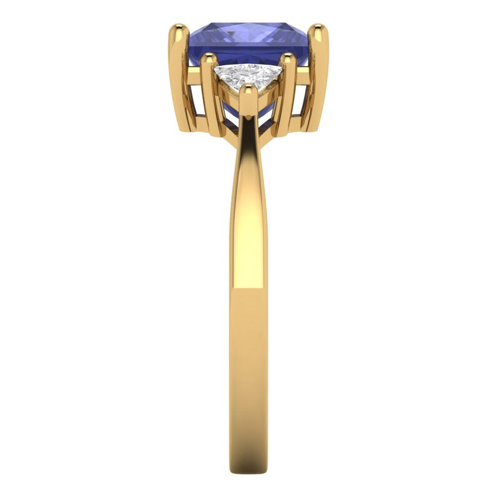 2.32 cttw Simulated Tanzanite Three-Stone Engagement Ring - Solid Gold (Princess Cut,7.0mm)