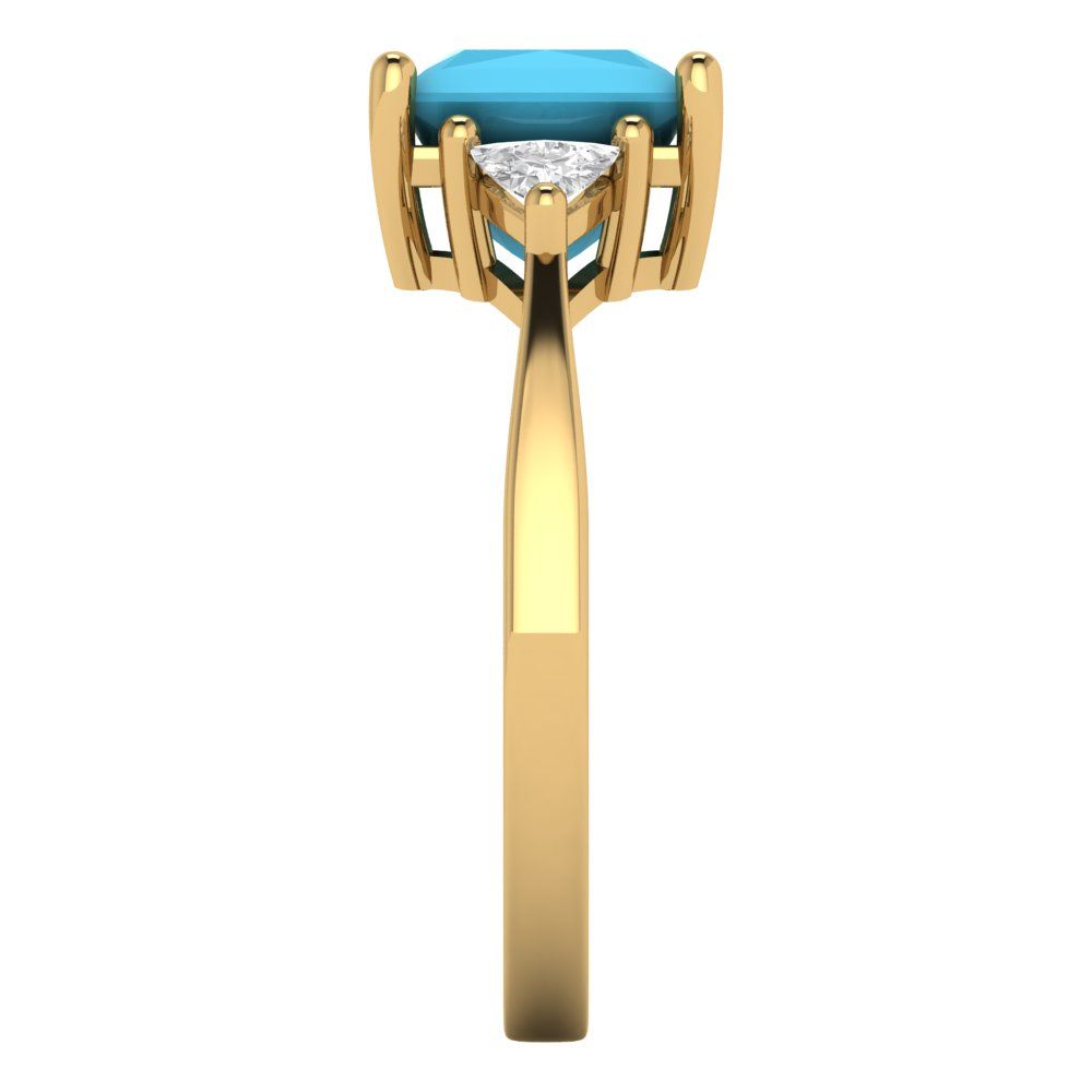 2.32 cttw Simulated Turquoise Three-Stone Engagement Ring - Solid Gold (Princess Cut,7.0mm)