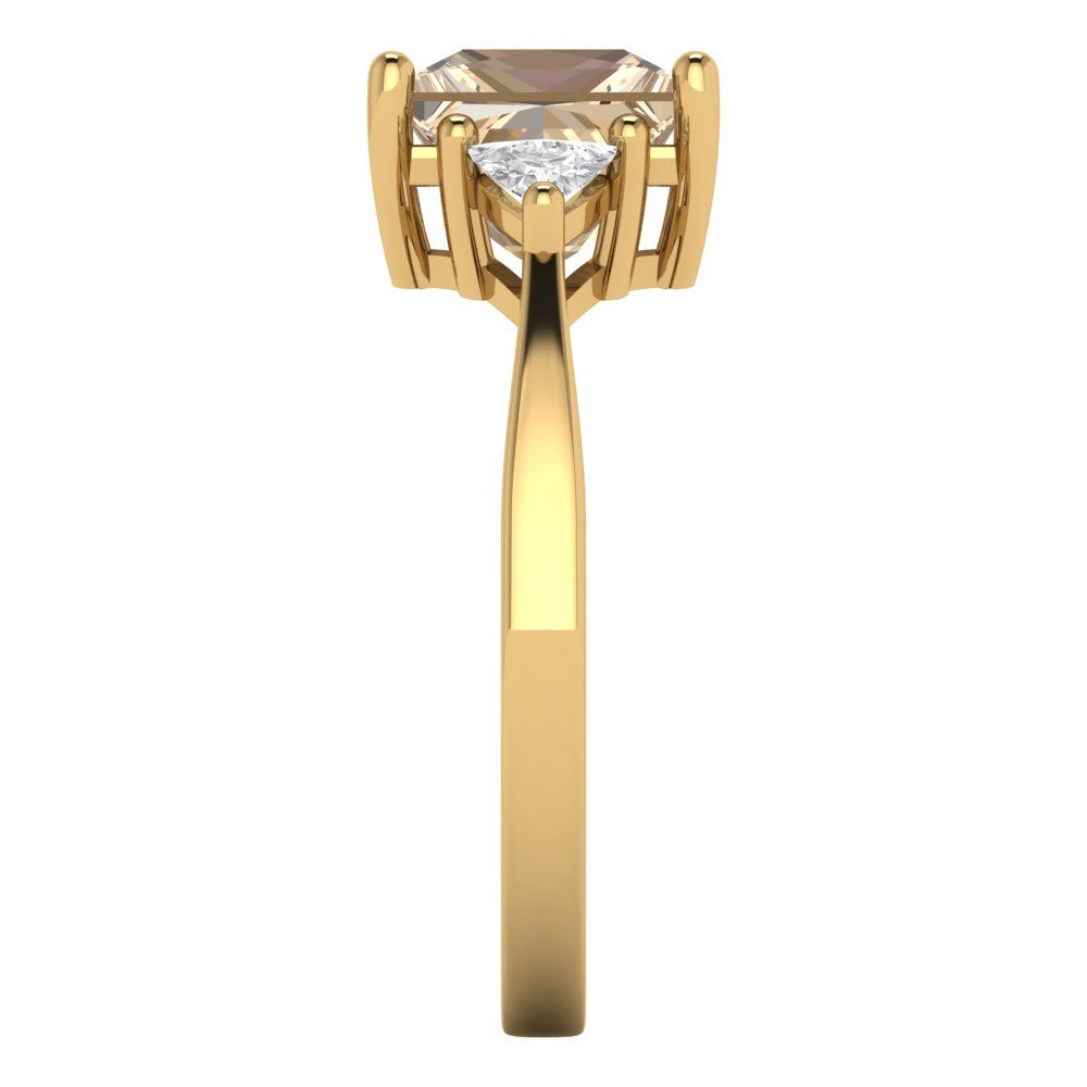 2.32 cttw Yellow Moissanite Three-Stone Engagement Ring - Solid Gold (Princess Cut,7.0mm)