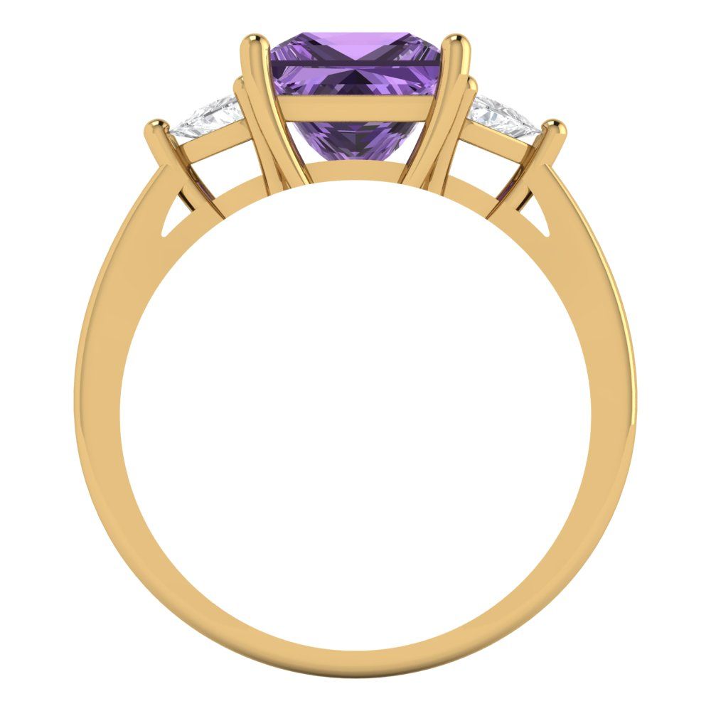 2.32 cttw Simulated Alexandrite Three-Stone Engagement Ring - Solid Gold (Princess Cut,7.0mm)