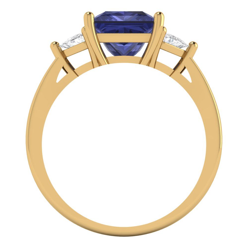 2.32 cttw Simulated Tanzanite Three-Stone Engagement Ring - Solid Gold (Princess Cut,7.0mm)