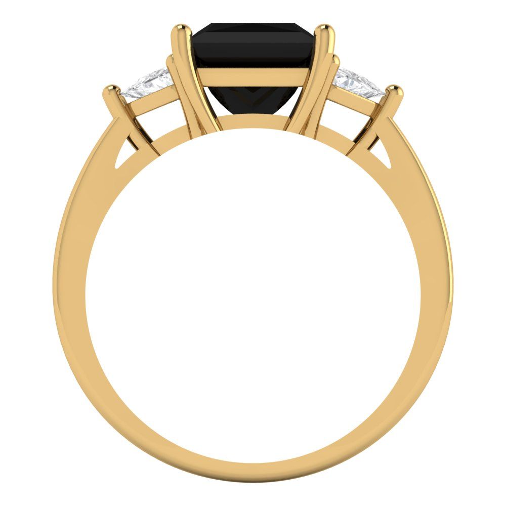 2.32 cttw Natural Onyx Three-Stone Engagement Ring - Solid Gold (Princess Cut,7.0mm)