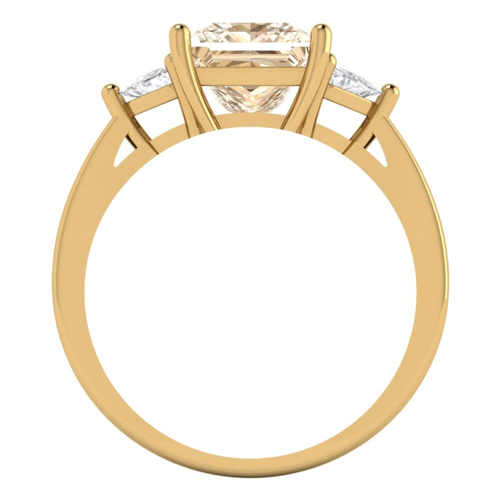 2.32 cttw Natural Morganite Three-Stone Engagement Ring - Solid Gold (Princess Cut,7.0mm)